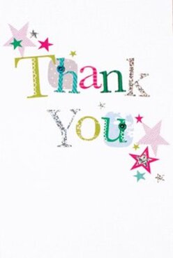 Set on a pristine white backdrop, this thank you card-often paired with summer arrangements at Forest Gate Flowers-presents gratitude as a festival of colour and creative design. The phrase 'Thank You' is embroidered in expressive typography, each letter a unique splash of lime, teal, magenta, or silver, reminiscent of the patterned market stalls in West Ham Park. Some characters glimmer with a gentle sheen, while others boast lively dots and stitched textures, giving the card a sense of artistry you might associate with handcrafts displayed at the local arts fair near Forest Gate station. Dotted across the corners, bright stars in pink, teal, and gold evoke the spirit of confetti tossed after a celebration, inviting thoughts of laughter at a family picnic in Plashet Park. There's even a subtle raised texture-a tactile pleasure for fingertips-combined with a hint of shimmer under soft afternoon light, capturing the hand-finished feel that's valued in our close-knit community. Above all, the composition feels both festive and heartfelt, a thoughtful detail that would accompany a florist's freshest bouquet sent to mark a heartfelt gesture. As a local florist, I see this card as an embodiment of creative appreciation-one that pairs effortlessly with Forest Gate's own tradition of kindness and neighbourly warmth.