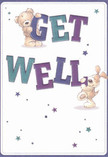 Radiating playful warmth, this get well card features two charming companions-a cuddly bear with softly shaded fur and a joyous puppy with expressive, floppy ears-each helping to present the large, vibrant letters that spell 'Get Well.' Lush indigo and serene teal hues fill the text, setting a hopeful tone against the card's creamy, unblemished background, evoking the fresh promise of a new day in Forest Gate. Scattered throughout are whimsical stars, painted in gentle blues and purples, like wishes made while strolling through the avenues between Wanstead Park and Woodgrange Road. Every aspect of the design communicates comfort and positivity, just as a thoughtfully arranged bouquet from Forest Gate Flowers brings light and care to someone in recovery. The illustration's subtle textures invite a sense of touch and reassurance, perfect for lifting the spirits of a loved one nearby. This card, paired with fresh flowers delivered within Forest Gate, becomes a beautiful symbol of support and genuine kindness, offering a touch of homegrown encouragement that resonates with the compassionate heart of the community.
